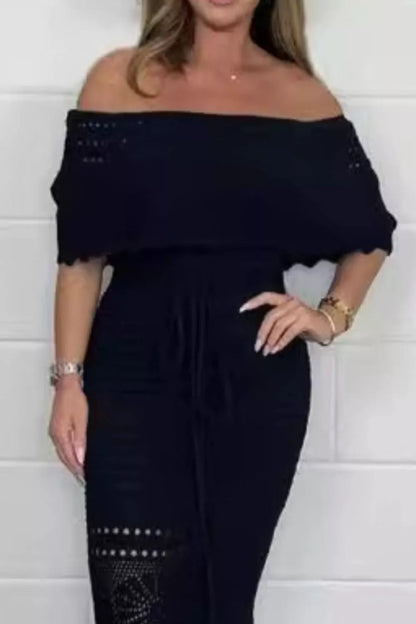 Crochet Off-Shoulder Maxi Dress