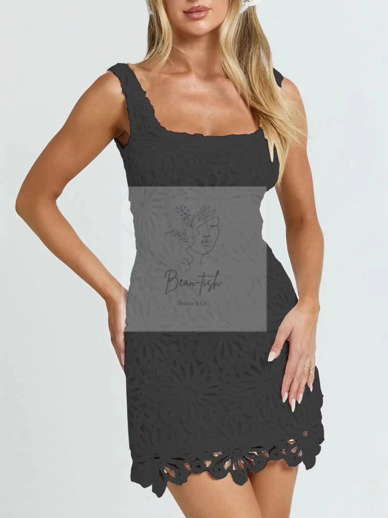 Crochet Wide Strap Mini Dress