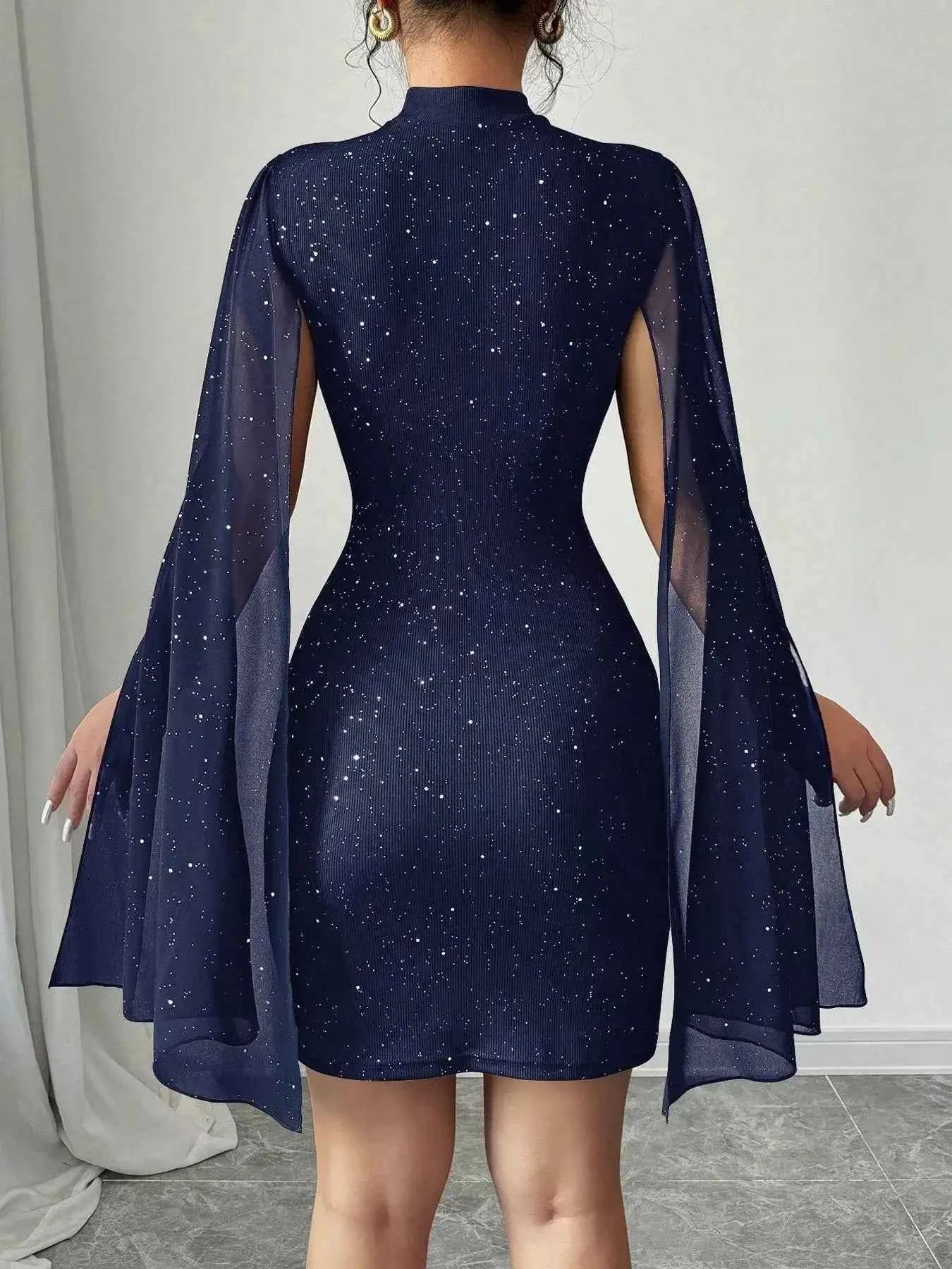 Cutout Bodycon Mini Dress with Cape Sleeves