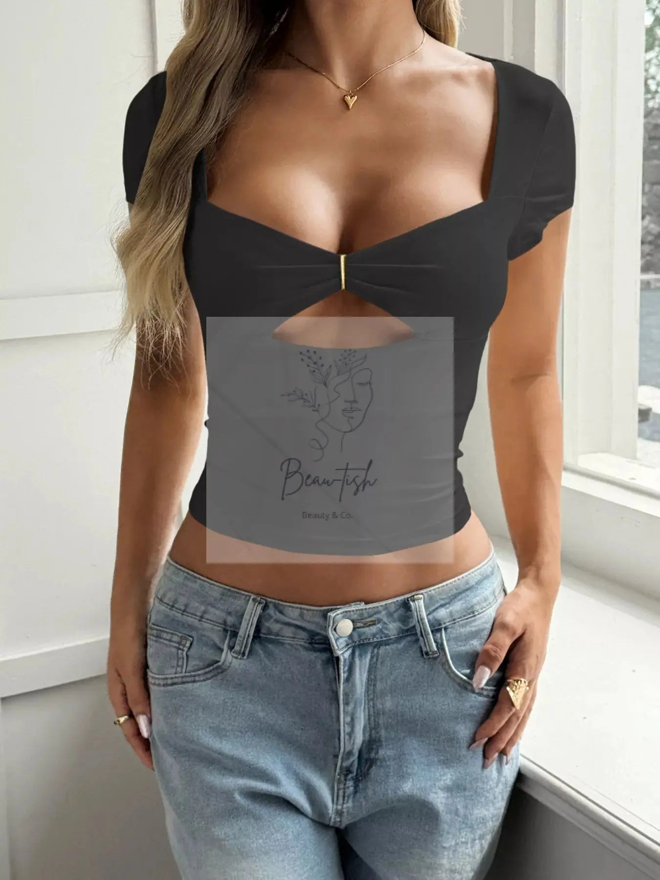 Cutout Slim - Fit Short Sleeve T-Shirt