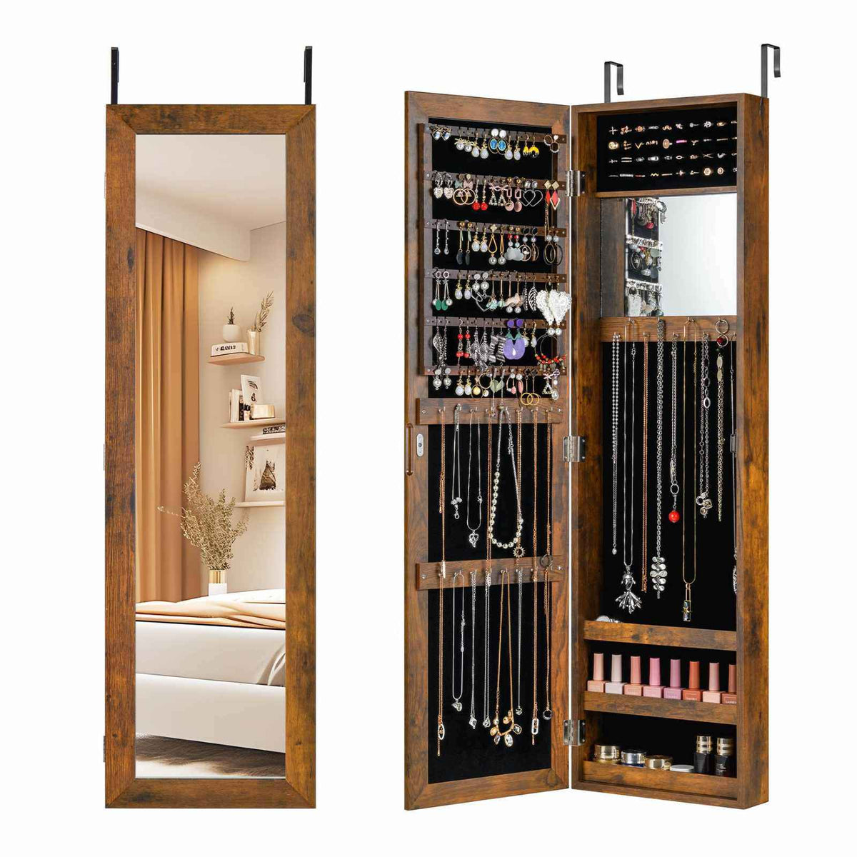 Full-Length Mirror Jewellery Organizer – Wall or Door Mounted