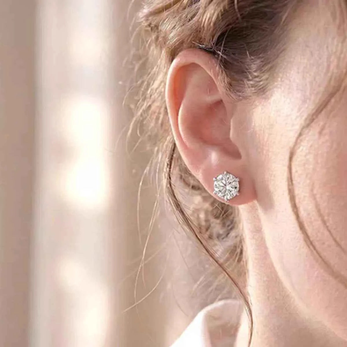 2 Carat 925 Sterling Silver Moissanite Stud Earrings