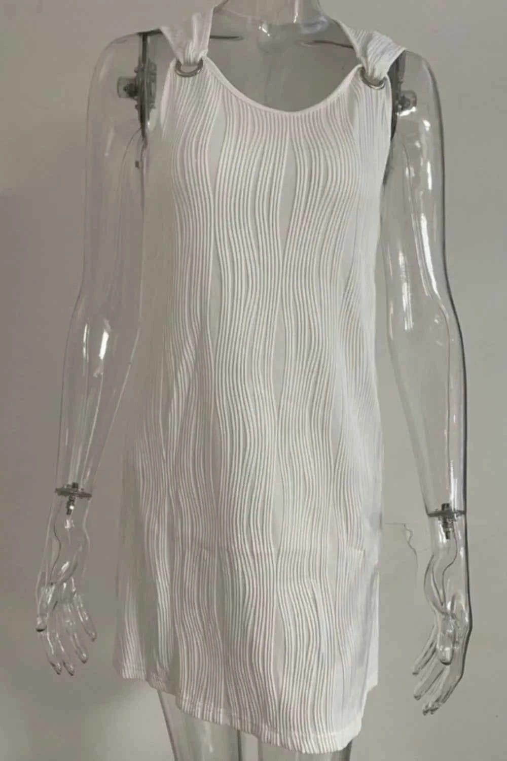 Sleeveless Textured Casual Mini Dress