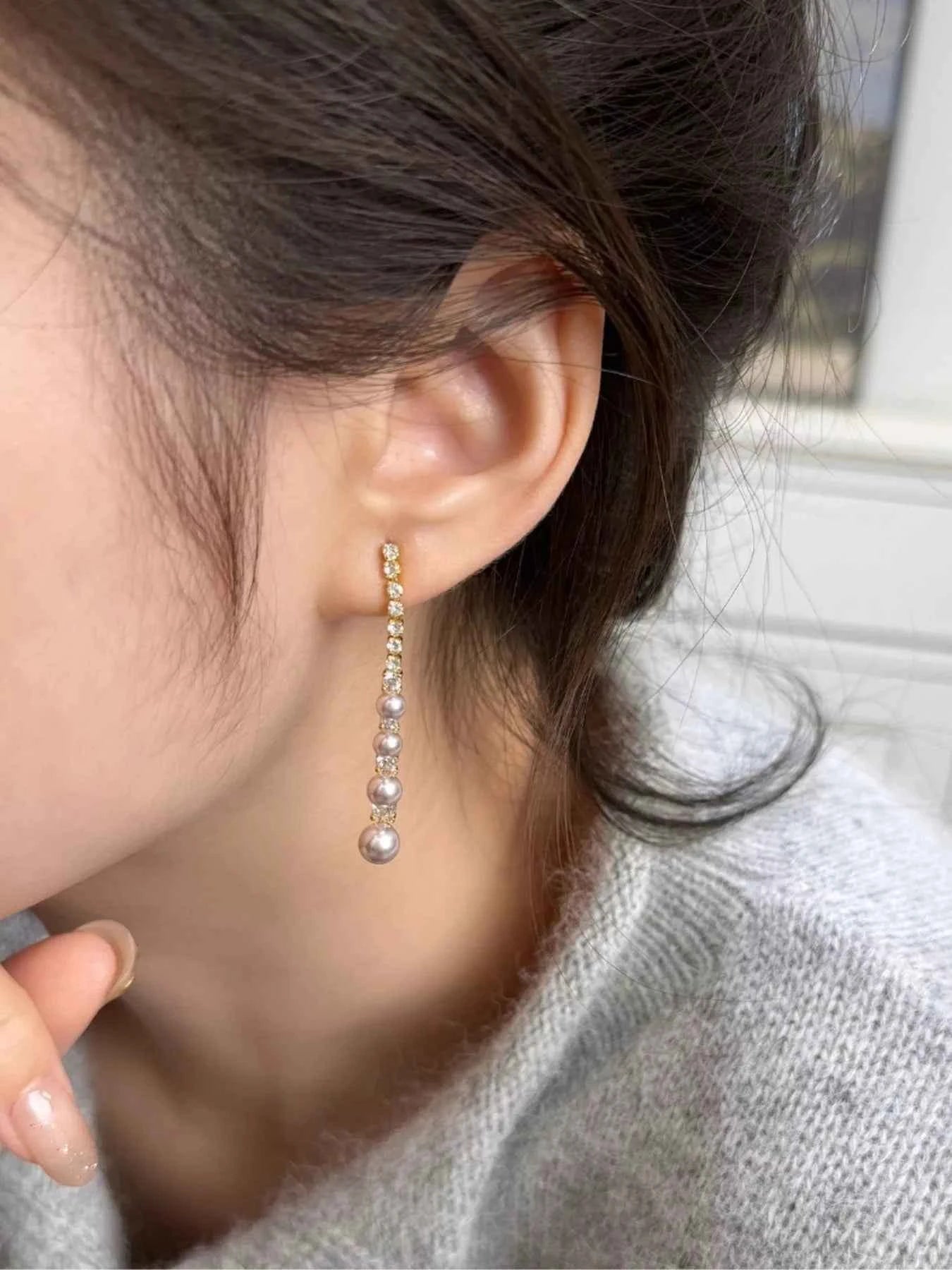 Pearl Zircon Drop Earrings
