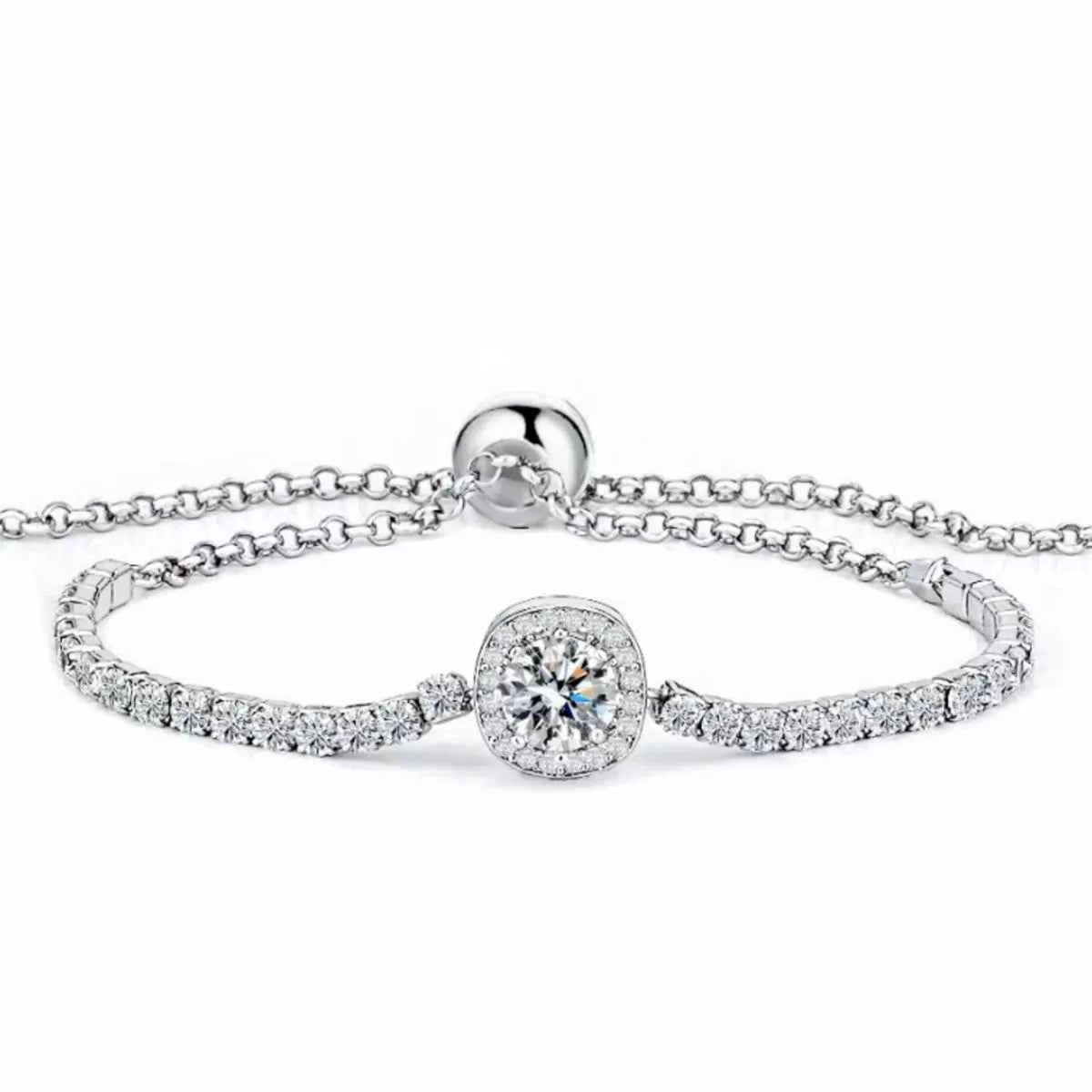 1 Carat Moissanite 925 Sterling Silver Chain Bracelet