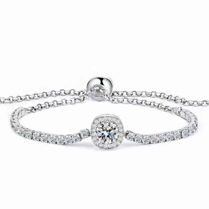 1 Carat Moissanite 925 Sterling Silver Chain Bracelet