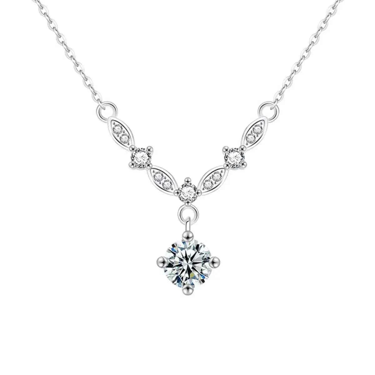 1 Carat Moissanite 925 Sterling Silver Necklace