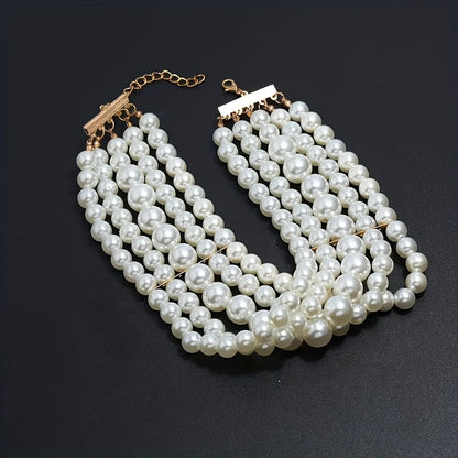 French-Inspired Layered Faux Pearl Choker