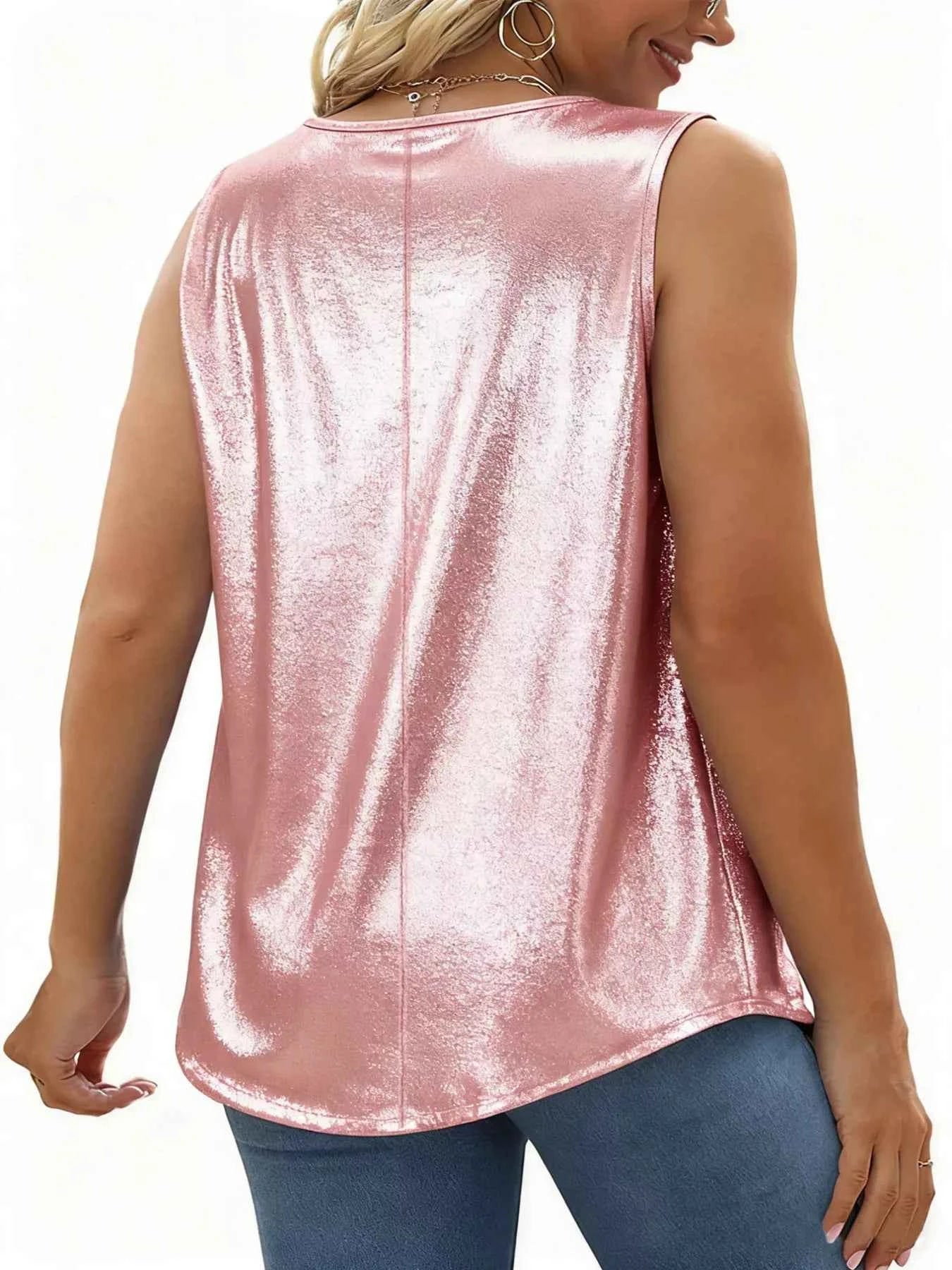 Full Size Pleated Square Neck Tank Plus Size