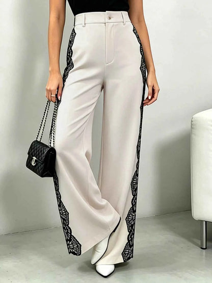Lace Detail Wide Leg Pants