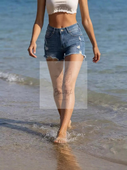 Distressed Frayed Hem Denim Shorts