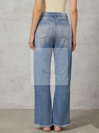 Distressed Raw Hem Bootcut Jeans