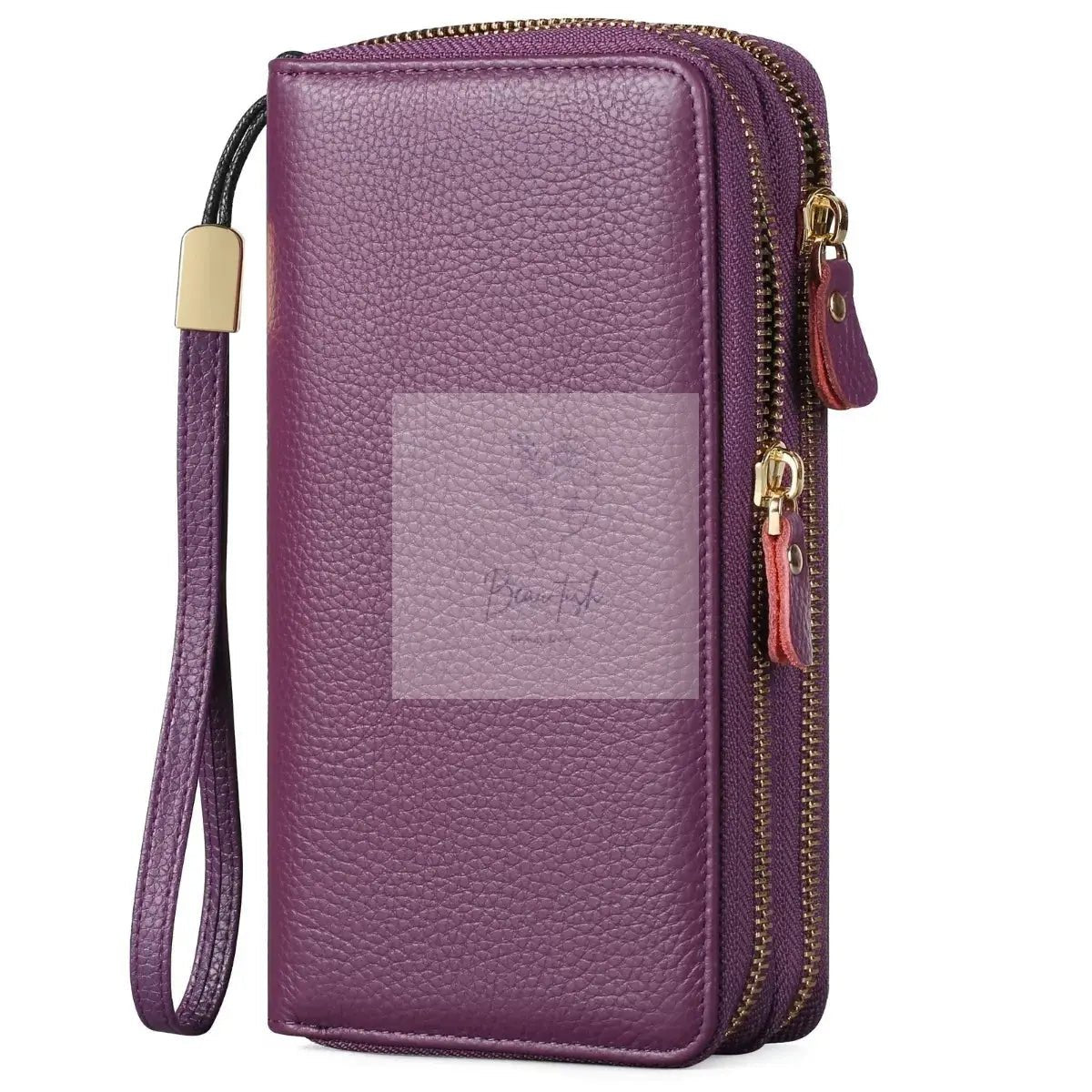 Double Zipper Leather Wallet