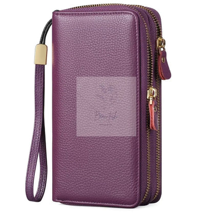 Double Zipper Leather Wallet