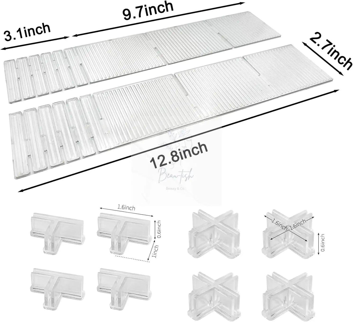 Drawer dividers with clips - Adjustable drawer divider - 2mm - Transparent