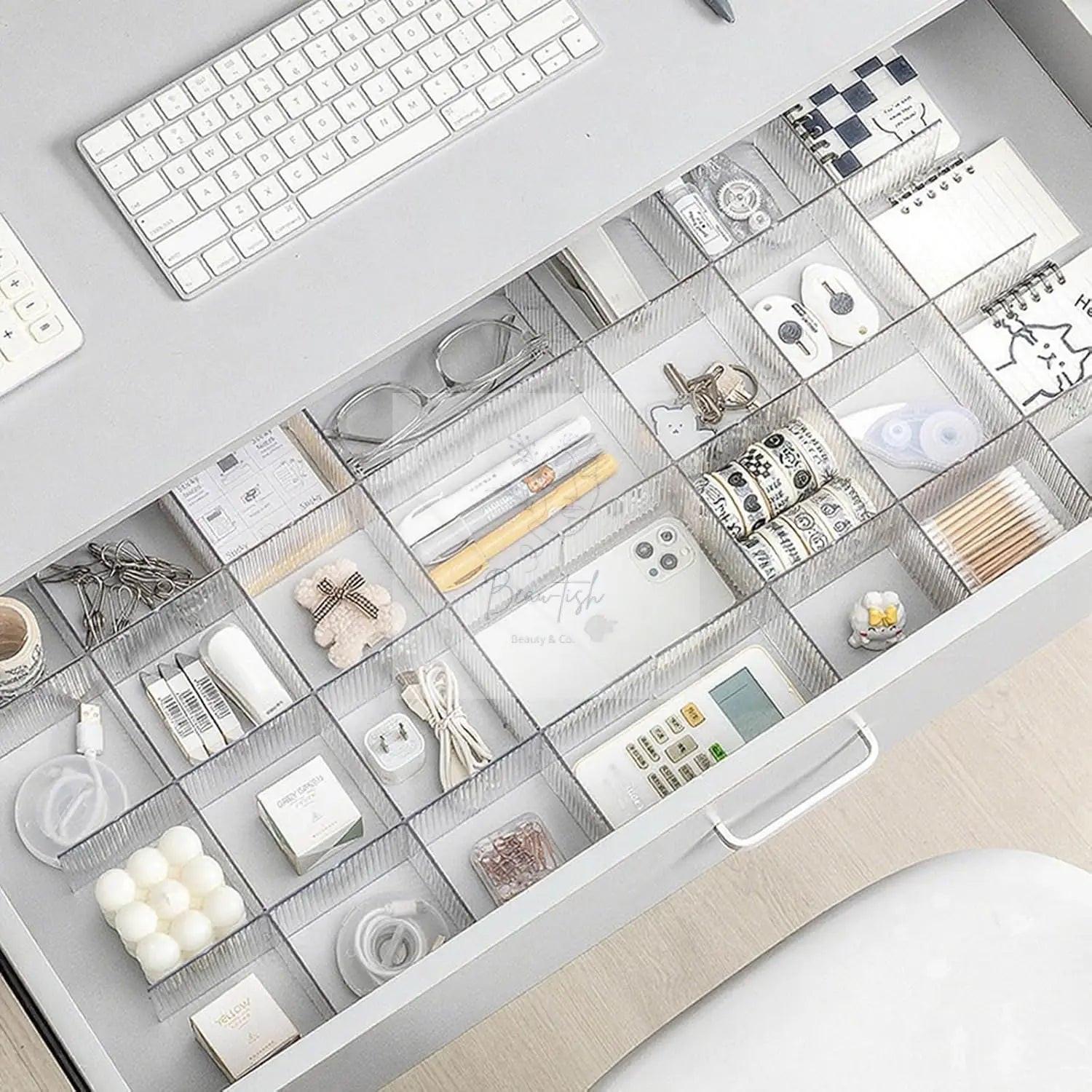 Drawer dividers with clips - Adjustable drawer divider - 2mm - Transparent