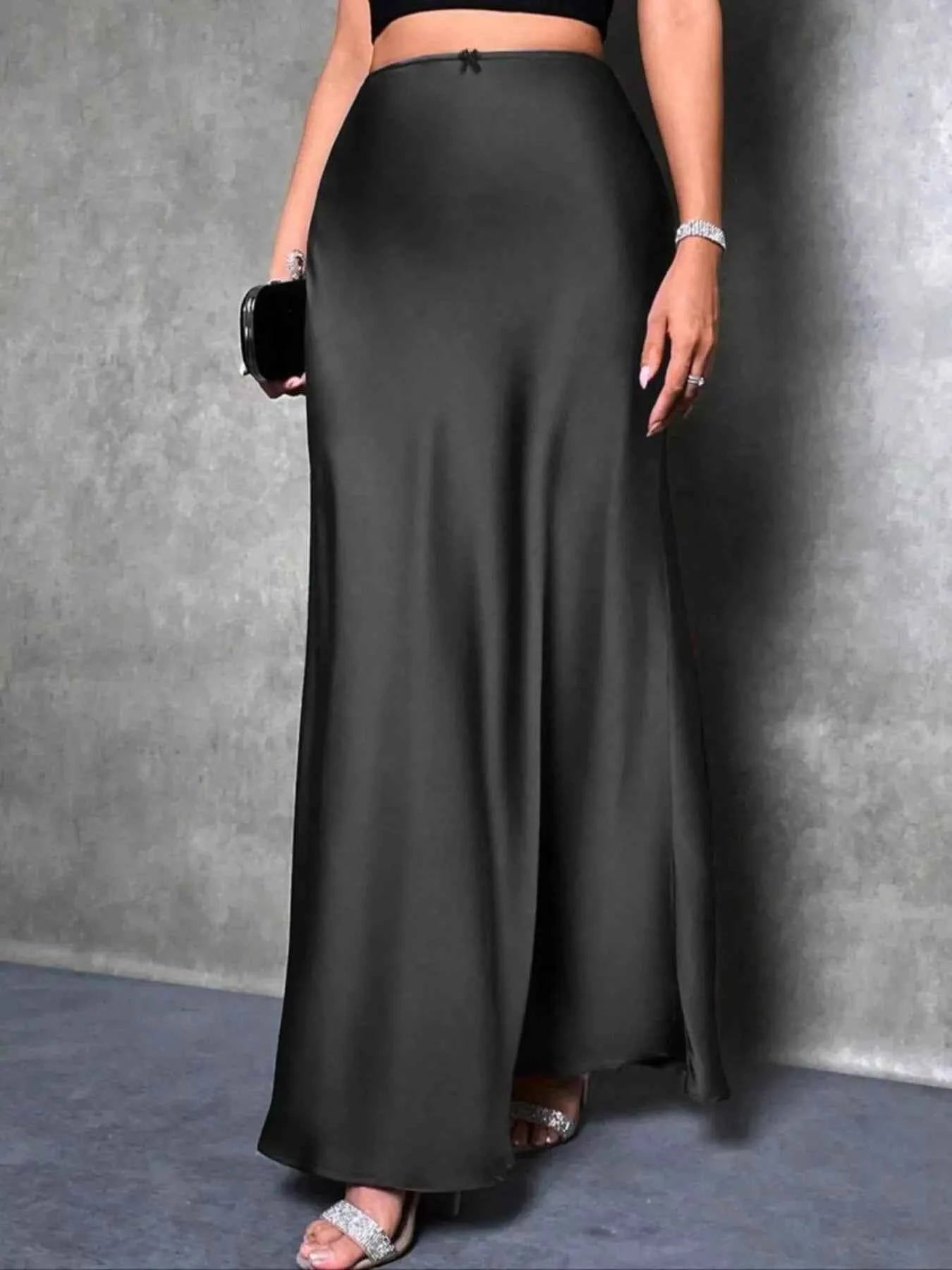 High Waist Satin Maxi Skirt