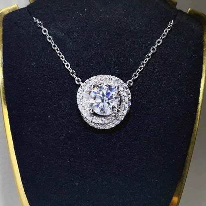 2 Carat 925 Sterling Silver Moissanite Pendant Necklace