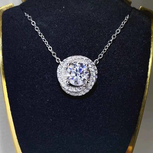 2 Carat 925 Sterling Silver Moissanite Pendant Necklace
