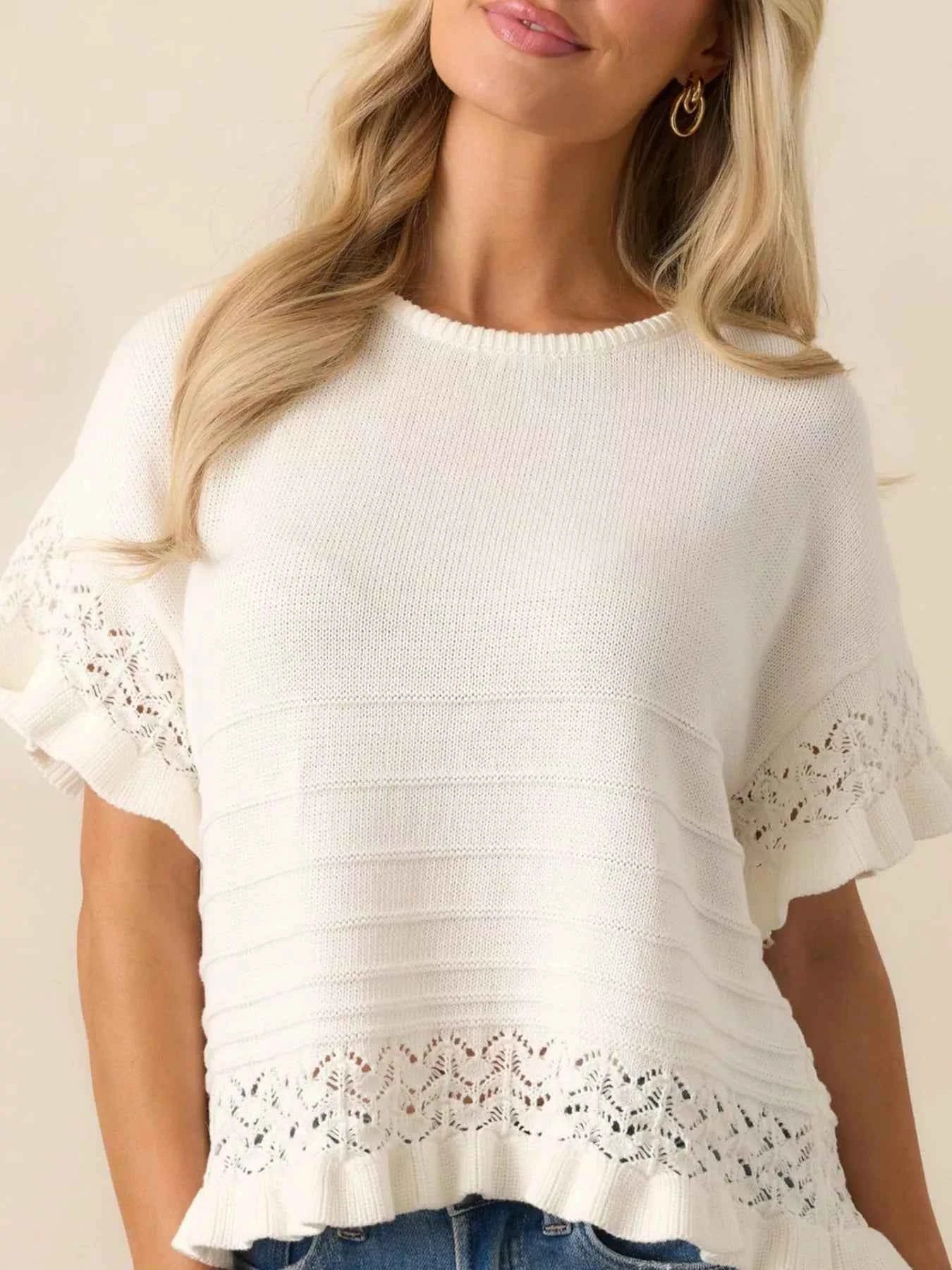 Lace Trimmed Knit Top