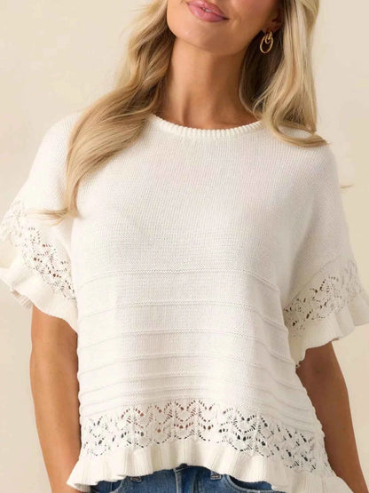 Lace Trimmed Knit Top