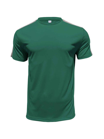 Men's Full Size Striped Shoulder Casual T-Shirt Plus Size