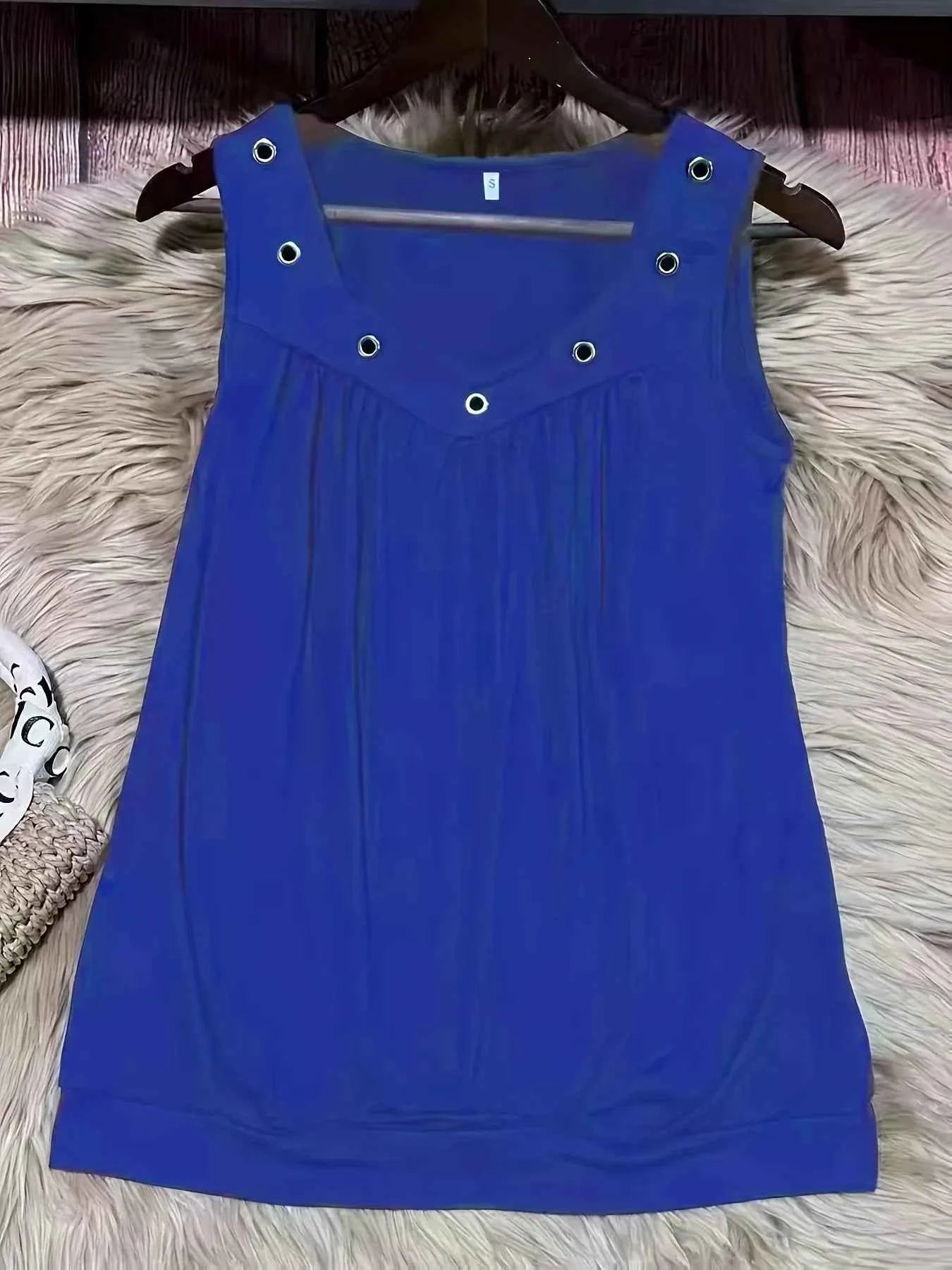 Eyelet Detail Ruched Tank