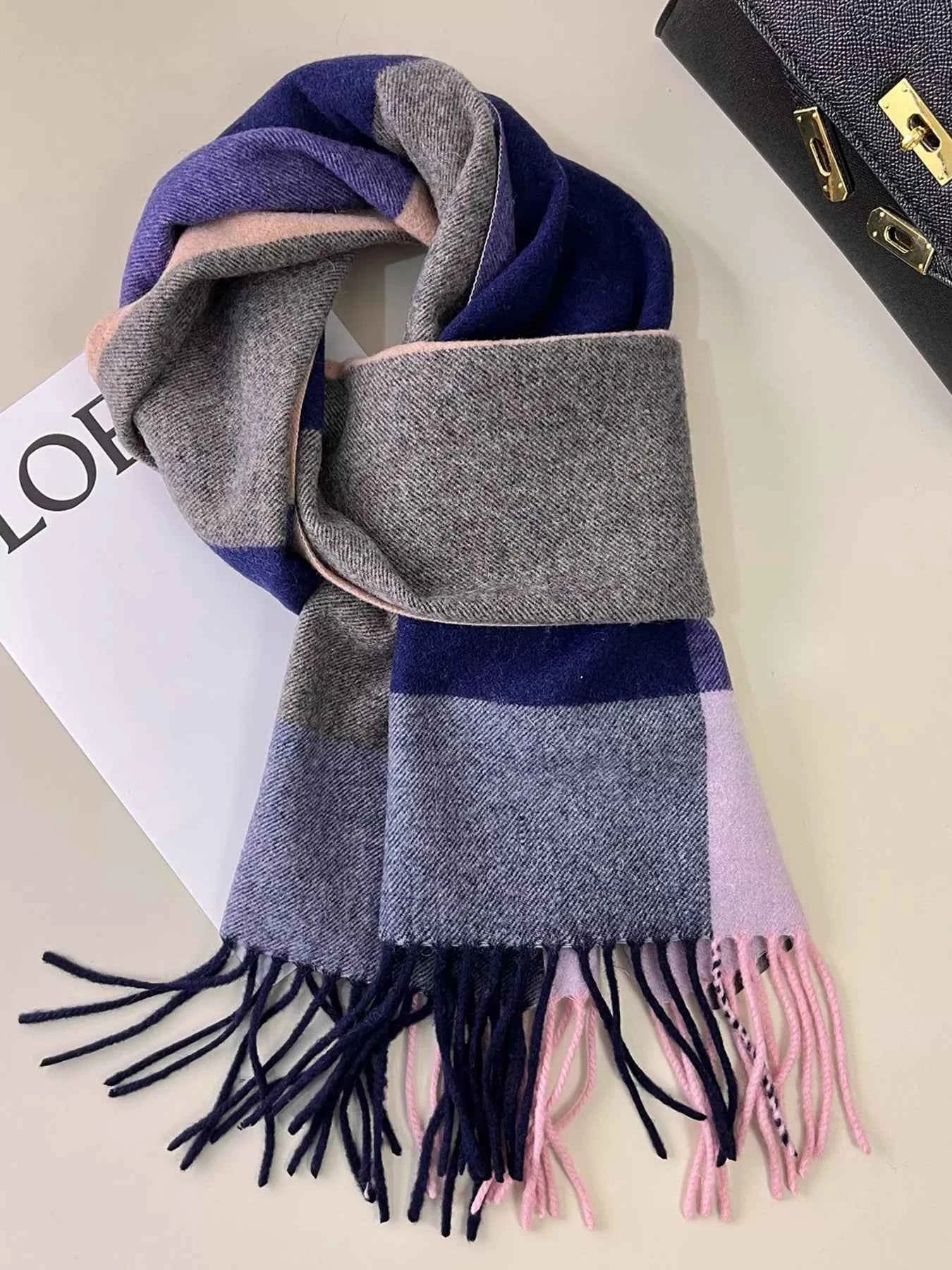Plaid Fringe Scarf