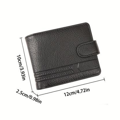 Men's Slim Wallet - PU Leather with Lychee-like Texture, Large Capacity