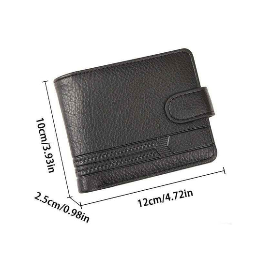 Men's Slim Wallet - PU Leather with Lychee-like Texture, Large Capacity