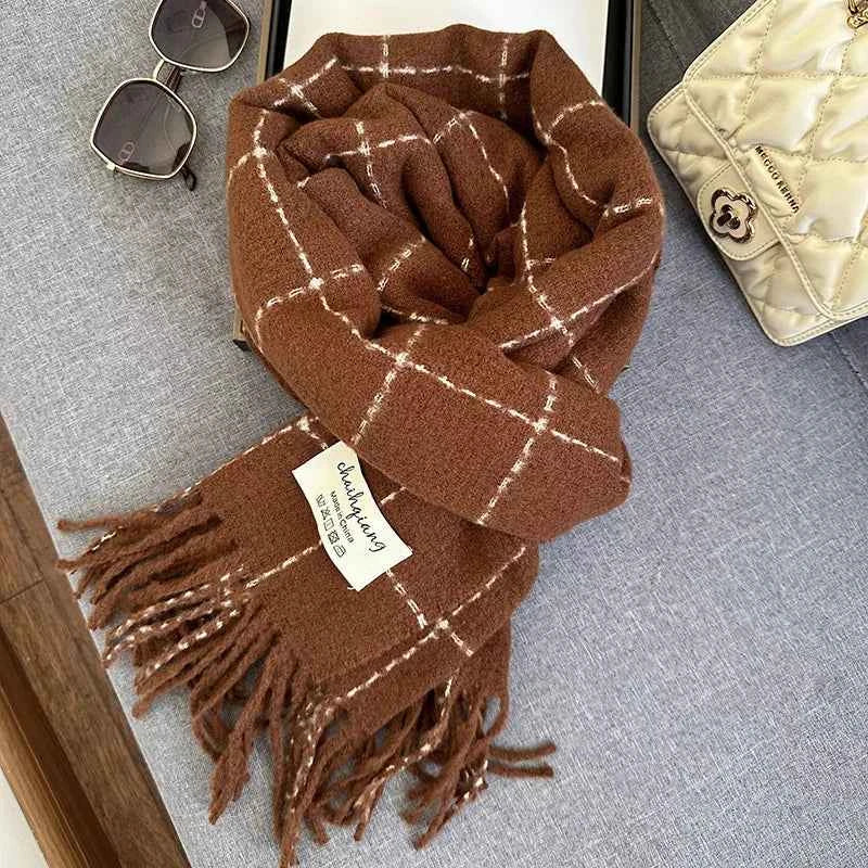 Fringe Plaid Scarf