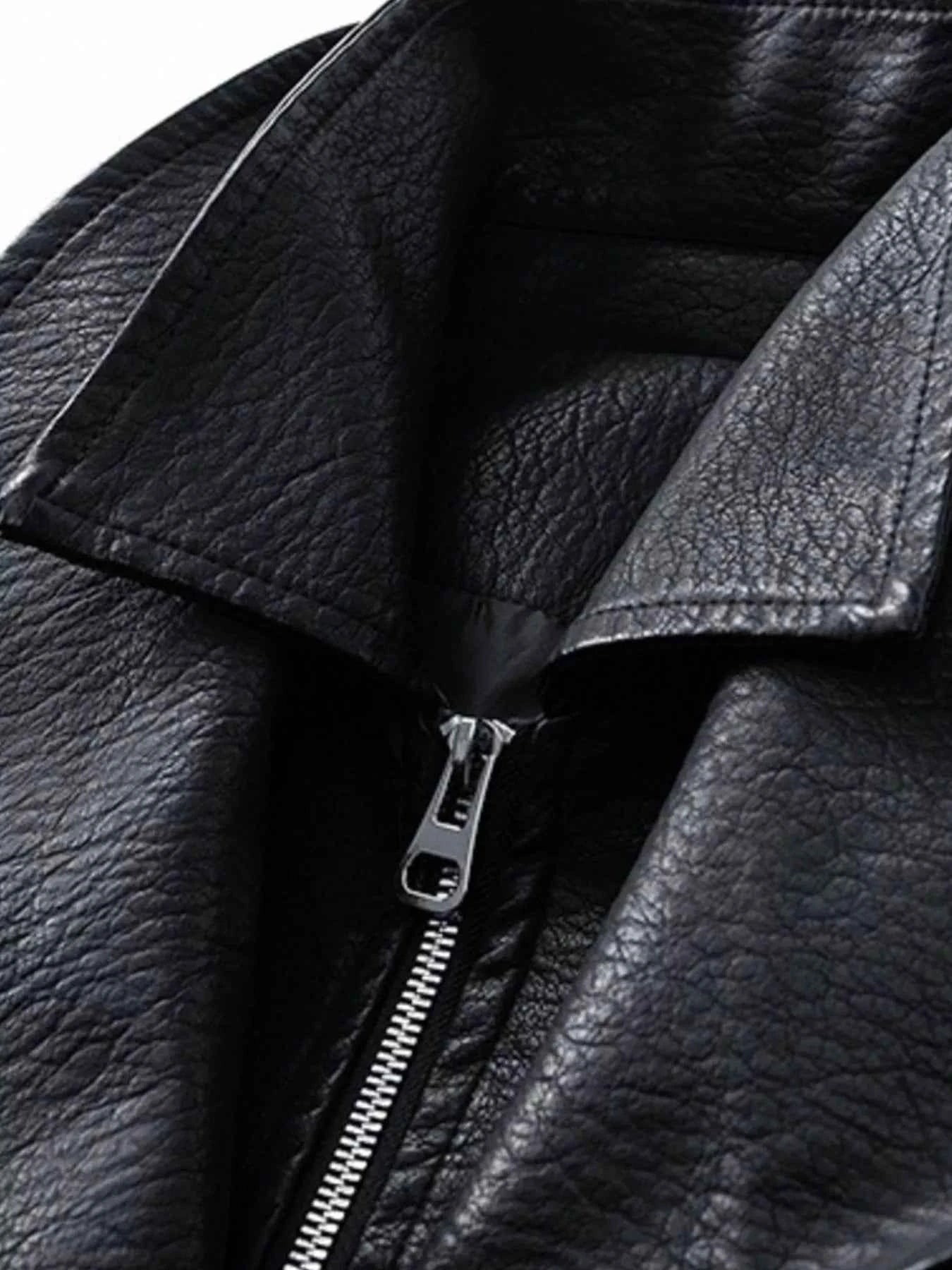 Men's Plus Size Faux Leather Bomber Jacket