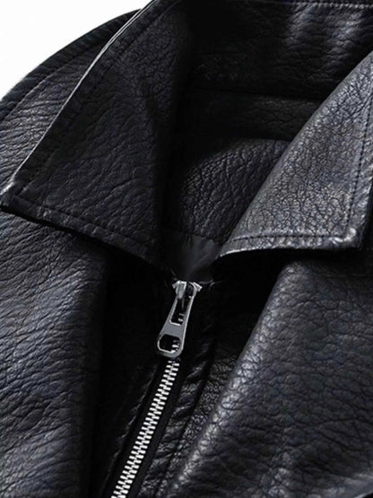 Men's Plus Size Faux Leather Bomber Jacket