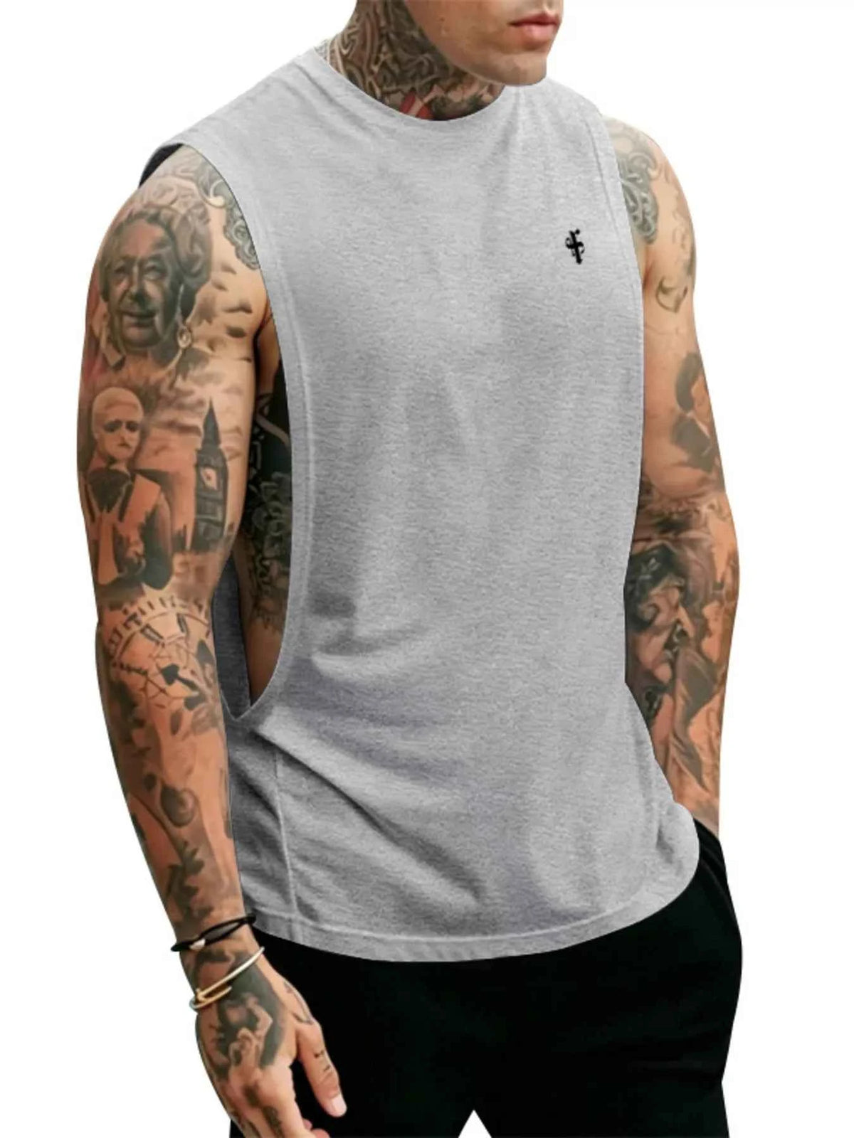 Men's Full Size Round Neck Tank Top Plus Size