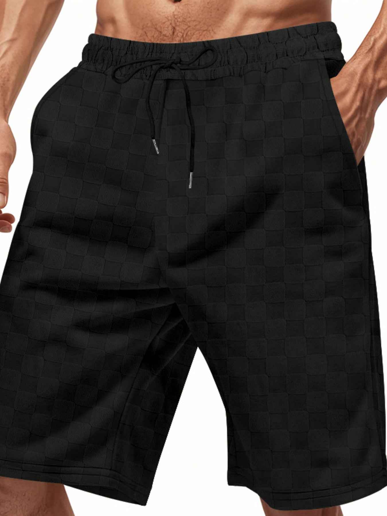 Men's Full Size Checkered Casual Drawstring Shorts Plus Size
