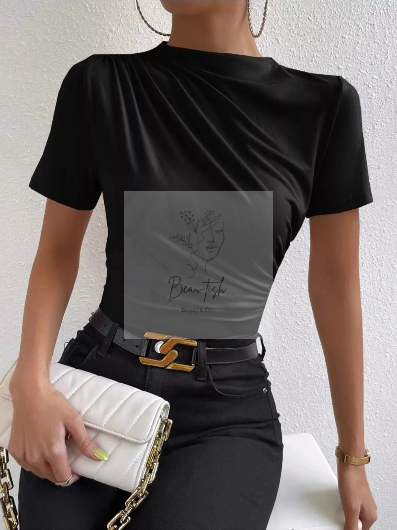 Elegant Draped Short Sleeve Top