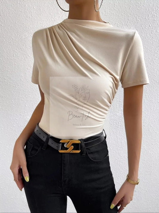 Elegant Draped Short Sleeve Top