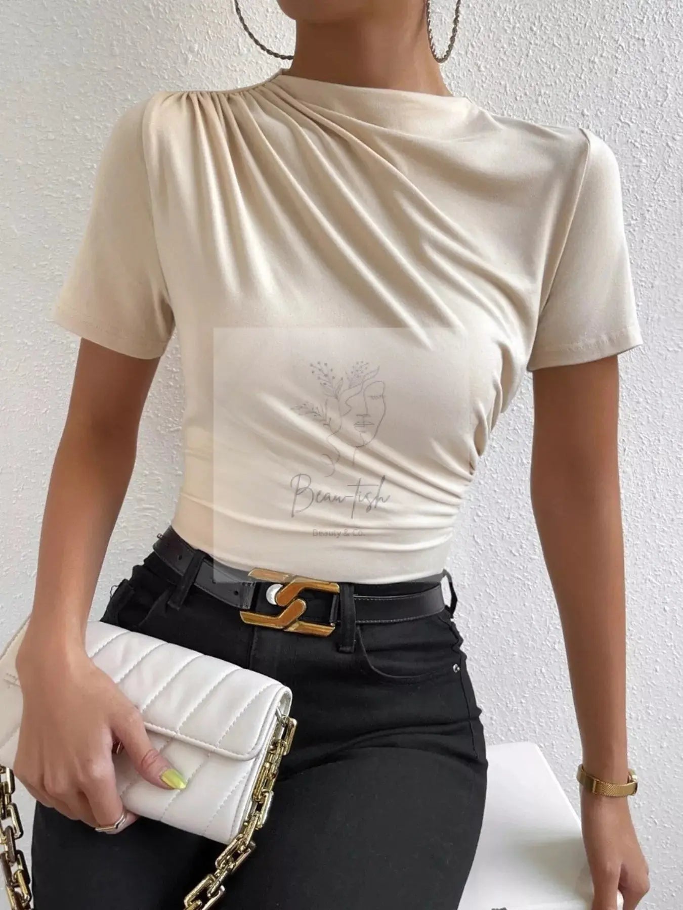 Elegant Draped Short Sleeve Top