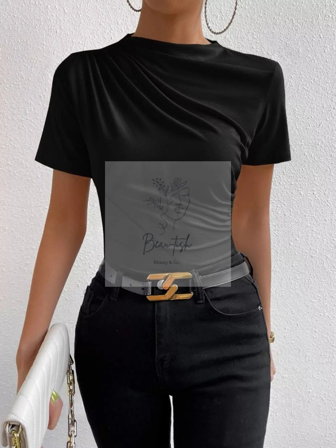 Elegant Draped Short Sleeve Top