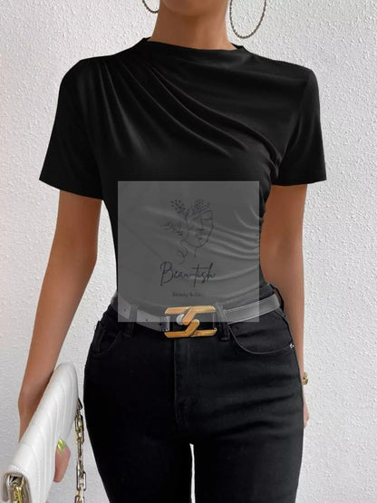 Elegant Draped Short Sleeve Top