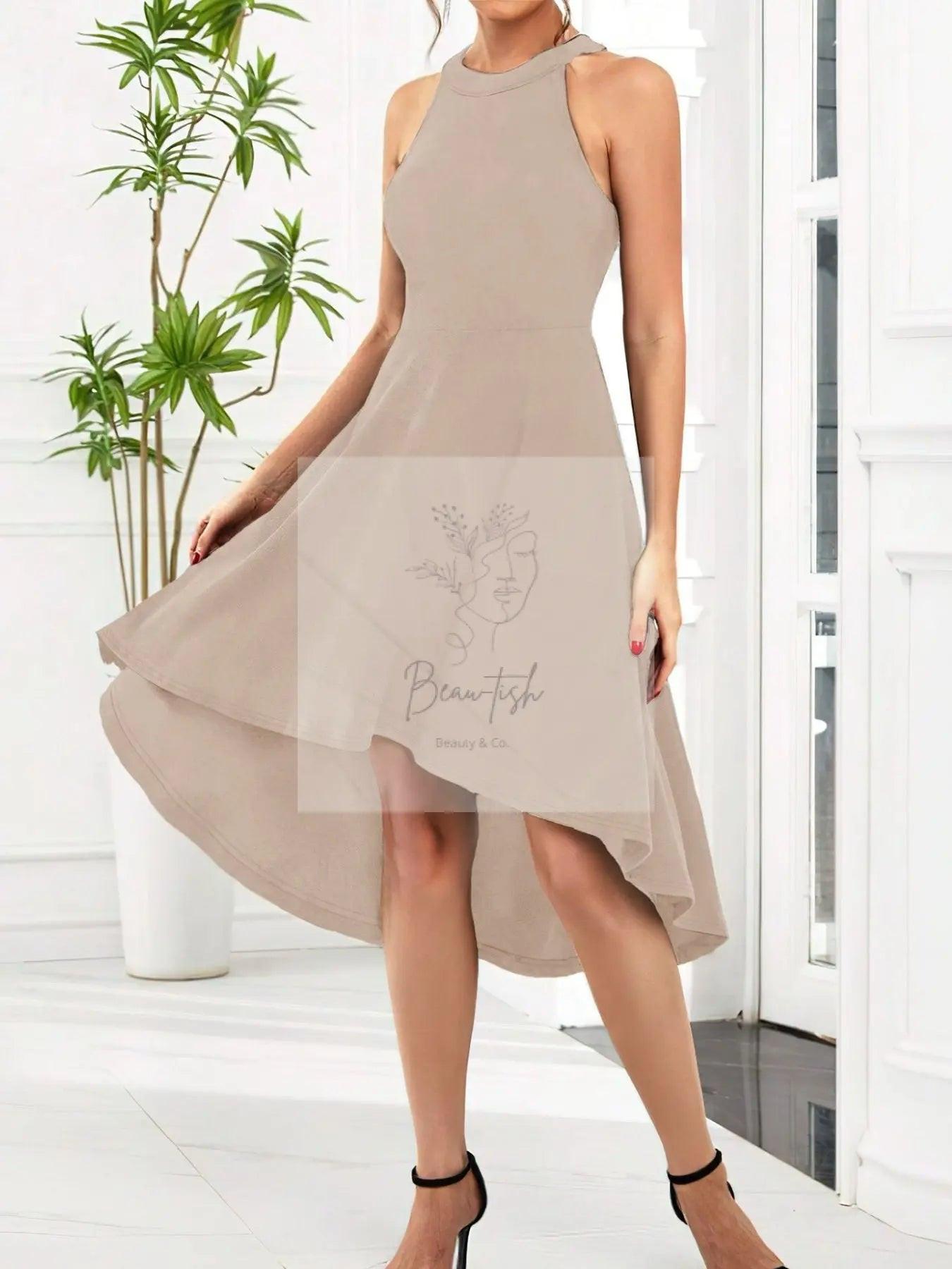 Elegant High-Low Hem Sleeveless Dress
