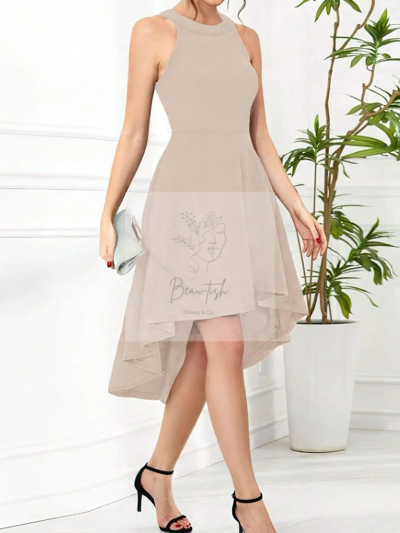 Elegant High-Low Hem Sleeveless Dress