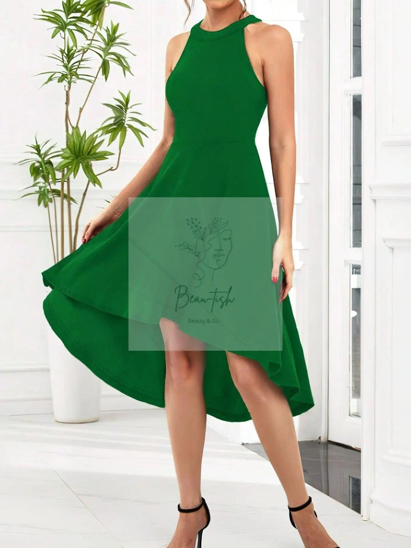 Elegant High-Low Hem Sleeveless Dress