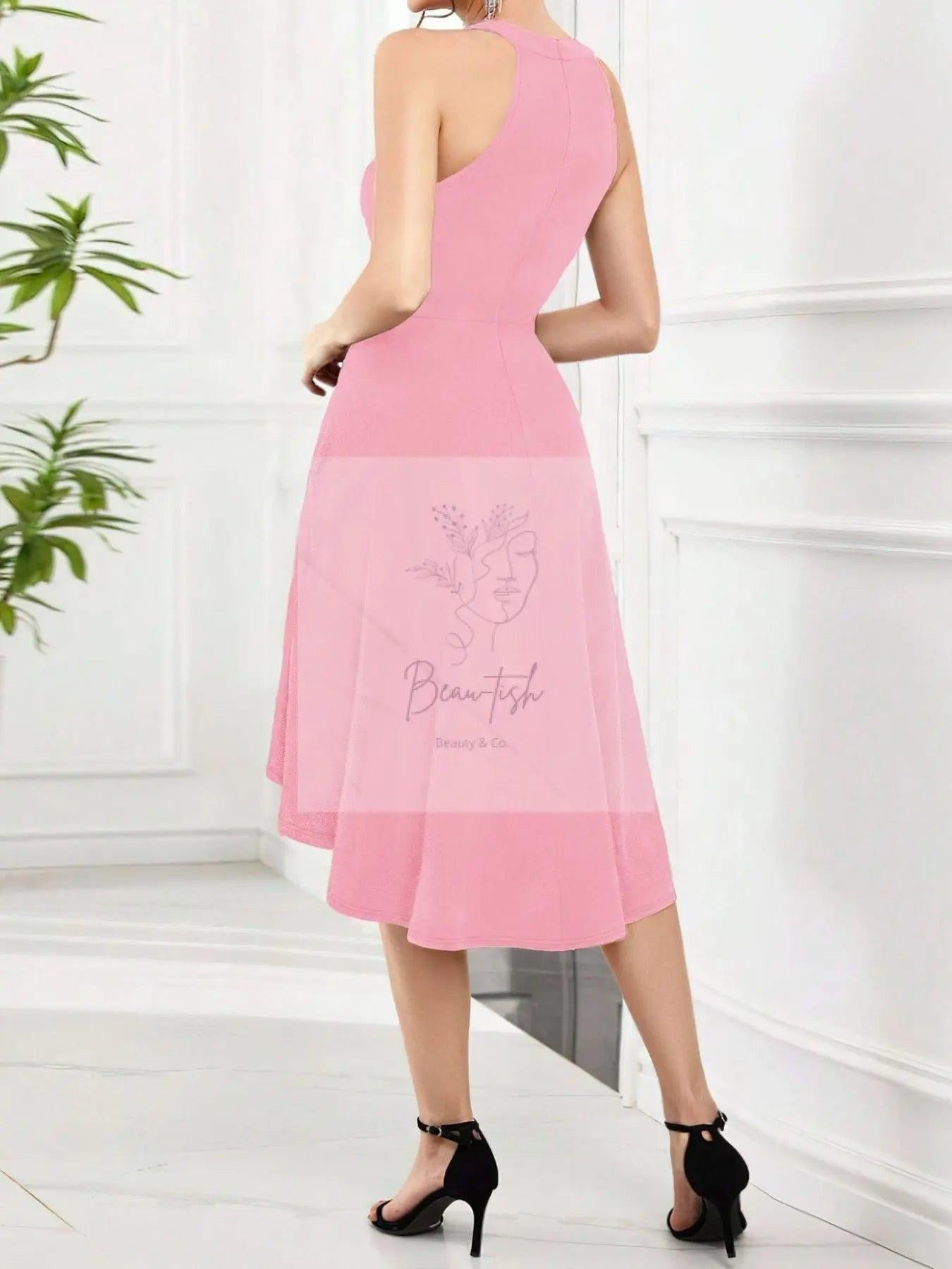 Elegant High-Low Hem Sleeveless Dress