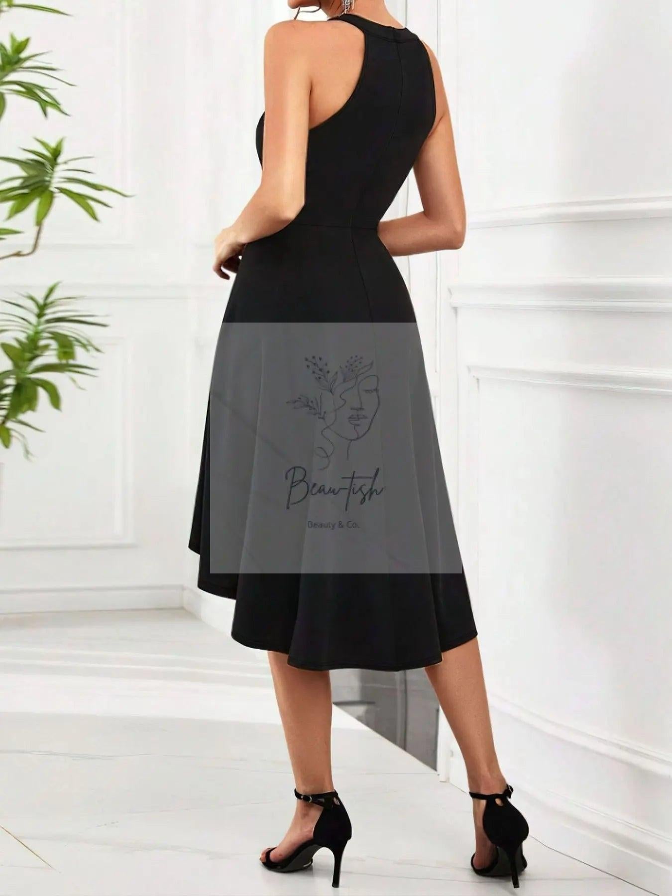 Elegant High-Low Hem Sleeveless Dress