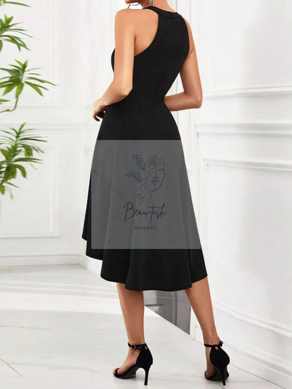 Elegant High-Low Hem Sleeveless Dress