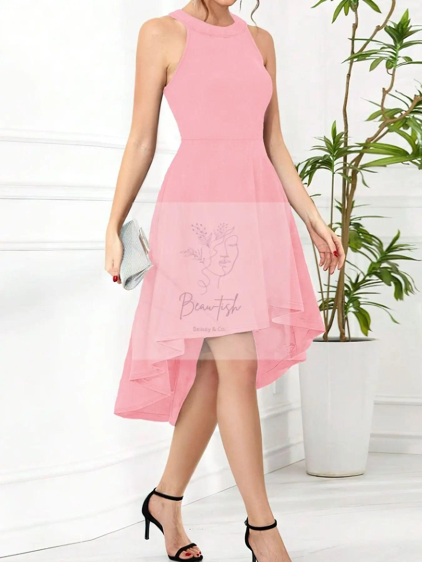 Elegant High-Low Hem Sleeveless Dress