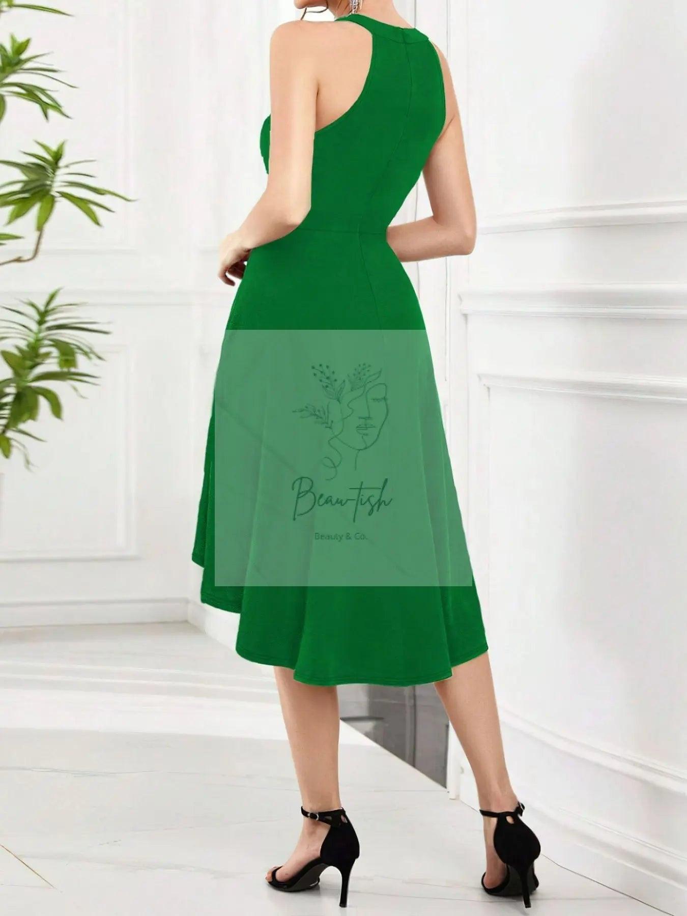 Elegant High-Low Hem Sleeveless Dress