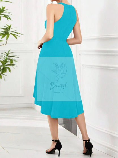 Elegant High-Low Hem Sleeveless Dress