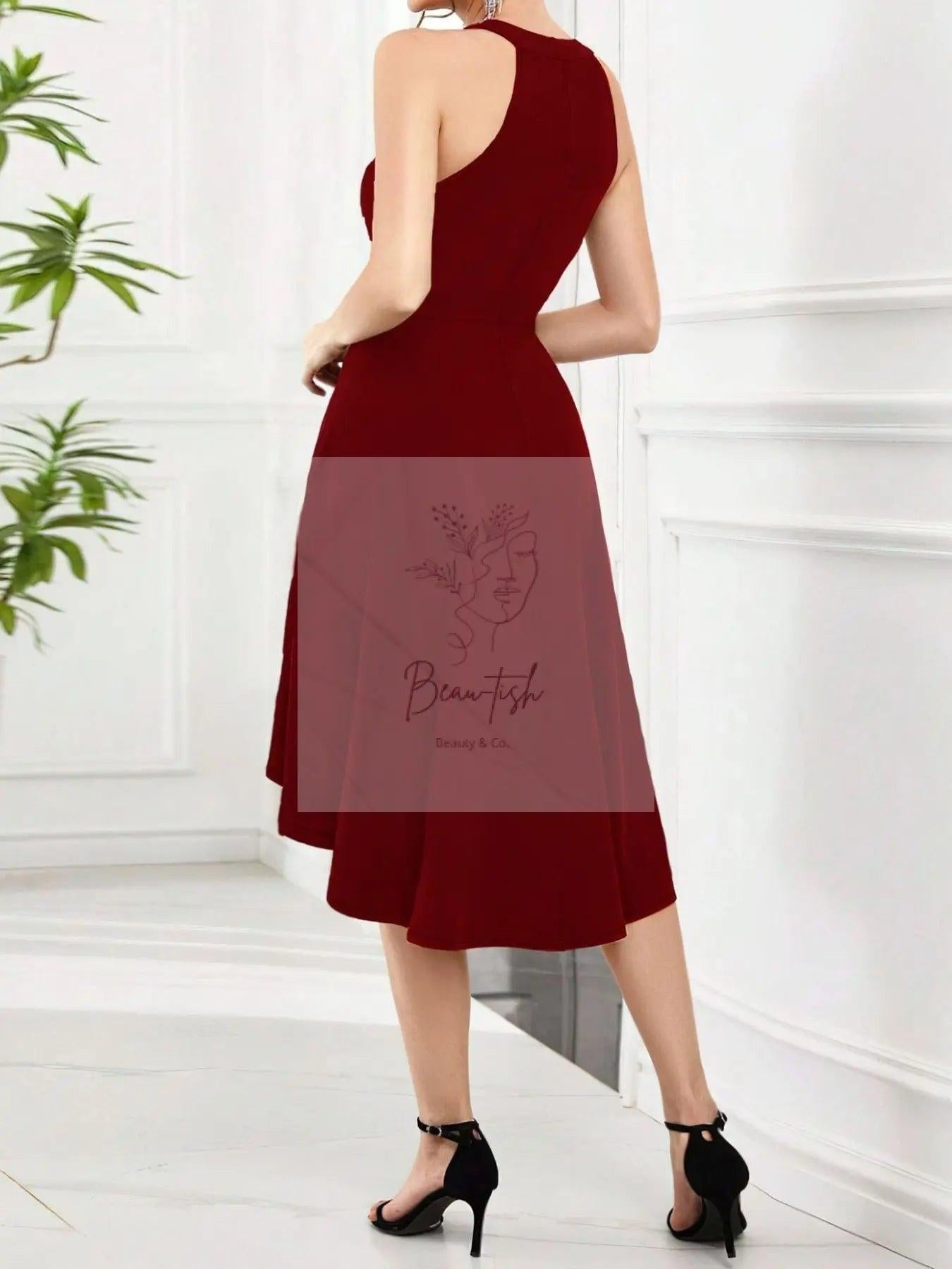 Elegant High-Low Hem Sleeveless Dress